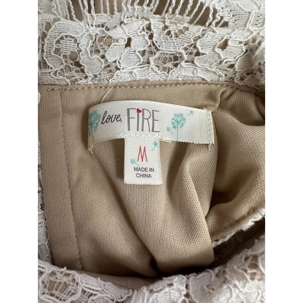 Love Fire M Ivory Floral Lace Top High Neck Romantic Boho Cottagecore Sleeveless